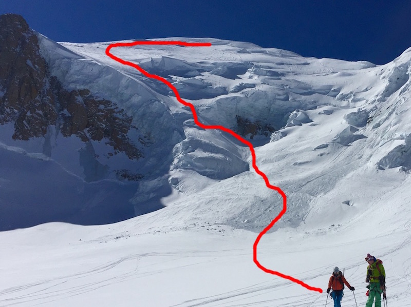 linia zjazdu Mt Blanc